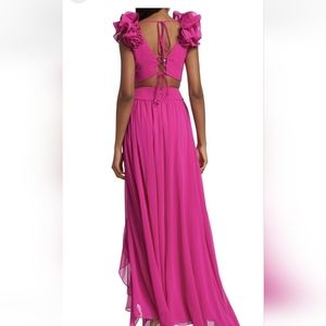 PatBo athentuc, hot pink cutout cut out maxi dress.